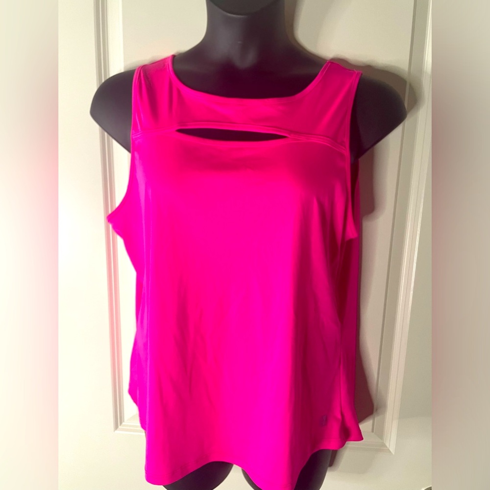 Bright Pink Sleeveless Cutout Muscle Tank Top Size 1X